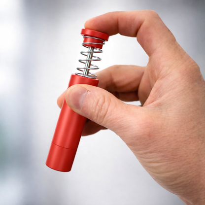 FIAMMAPURA — Red Polished Steel Push-Button Grinder (Empty/Refillable)