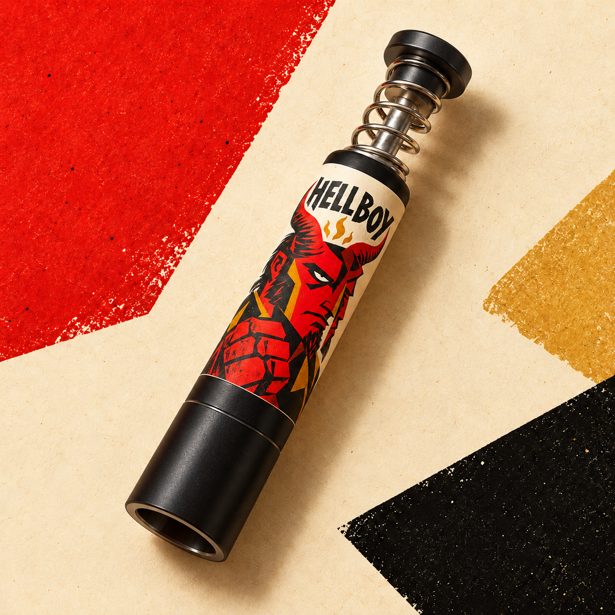 Hellboy matte black push-button grinder detail