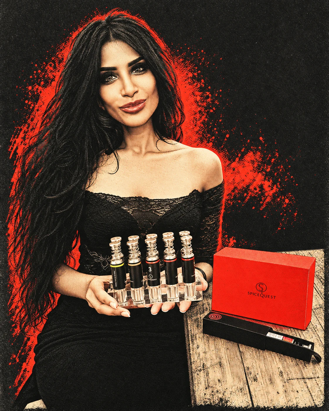 Stylized portrait of Shahina Waseem with SpiceQuest